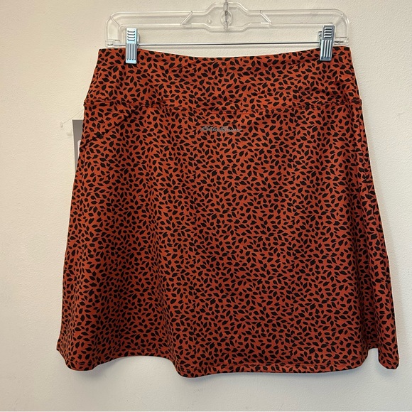 New Eddie Bauer Kelsey Skirt Burned Orange Animal Print Wrap Front Stretchy Sz M - Picture 5 of 8